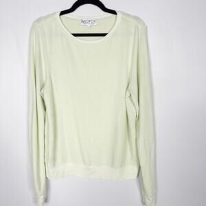 Wildfox Small S Shadow Lime Green Baggy Beach Crew Neck Jumper Pullover Sweater